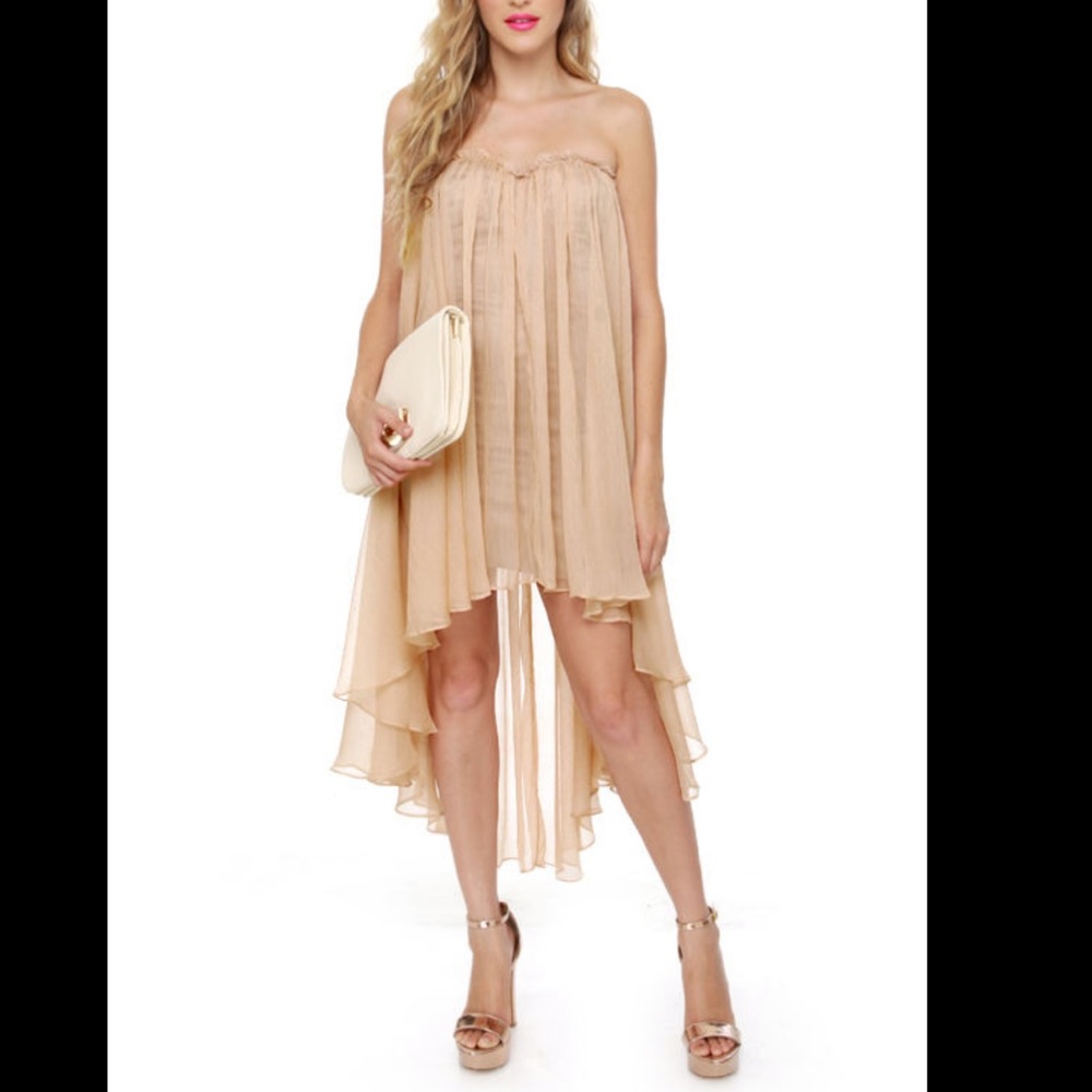 Blaque Label Aeriform Strapless Beige Dress